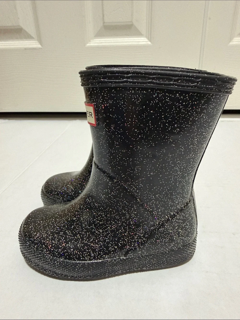 Hunter Black Glitter Classic Rain Boots - Little Kids/Toddler Size 5/6